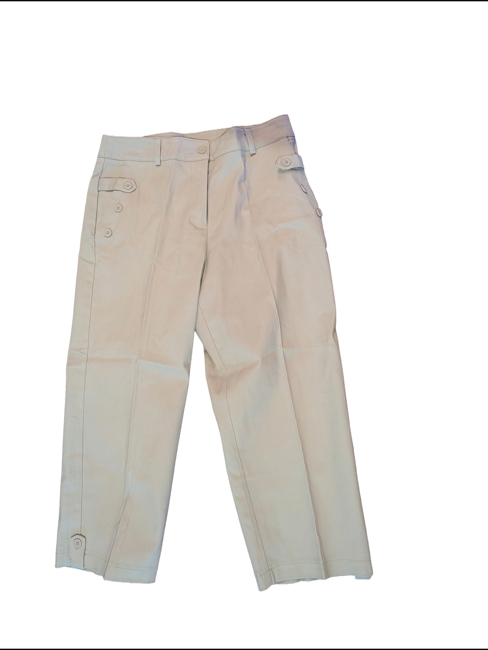 Women's Beige Button-Detail Capris
